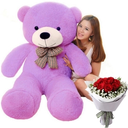 4 ft giant bear with red rose bouquet to philippines
