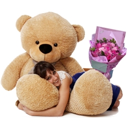 5 feet giant bear with 24 rose bouquet to philippines