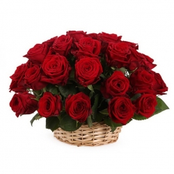 24 Red Color Roses in a Basket