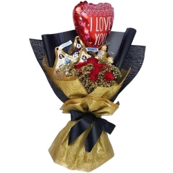send red roses with mixed chocolate and balloon to philippines