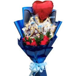 send mixed chocolate with roses and balloon to philippines