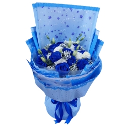 send 18pcs. blue and white roses in bouquet to philippines
