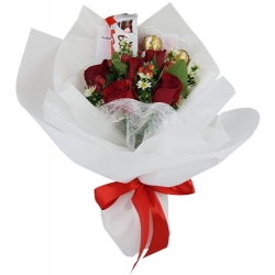 send red roses with chocolate in bouquet to philippines