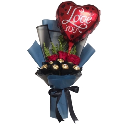 send roses with ferrero and balloon in bouquet to philippines