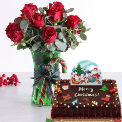 send holiday 12 red roses with chocolate cake to philippines