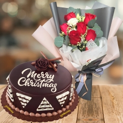 send xmas mixed roses with chocolate cake to philippines