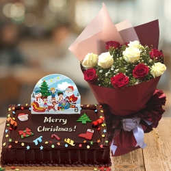 send 12 xmas mixed roses with chocolate cake to philippines