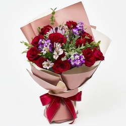 send dozen of fresh red roses in bouquet to philippines