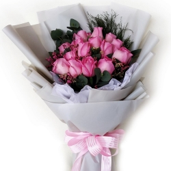 send 15 stems fresh pink roses in bouquet to philippines