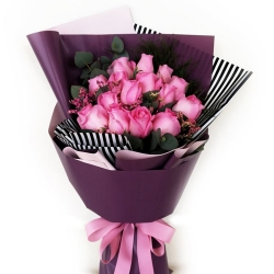 send 18 pcs fresh pink roses in bouquet to manila