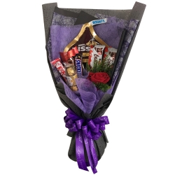send single roses with assorted chocolate in bouquet to philippines