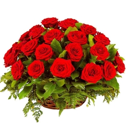 2 Dozen Red Color Roses in Basket