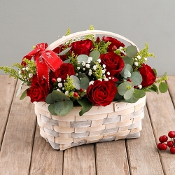 send 24 pcs. red roses in basket for christmas to philippines
