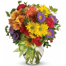 Mixed Seasonal Flowers in a Vase